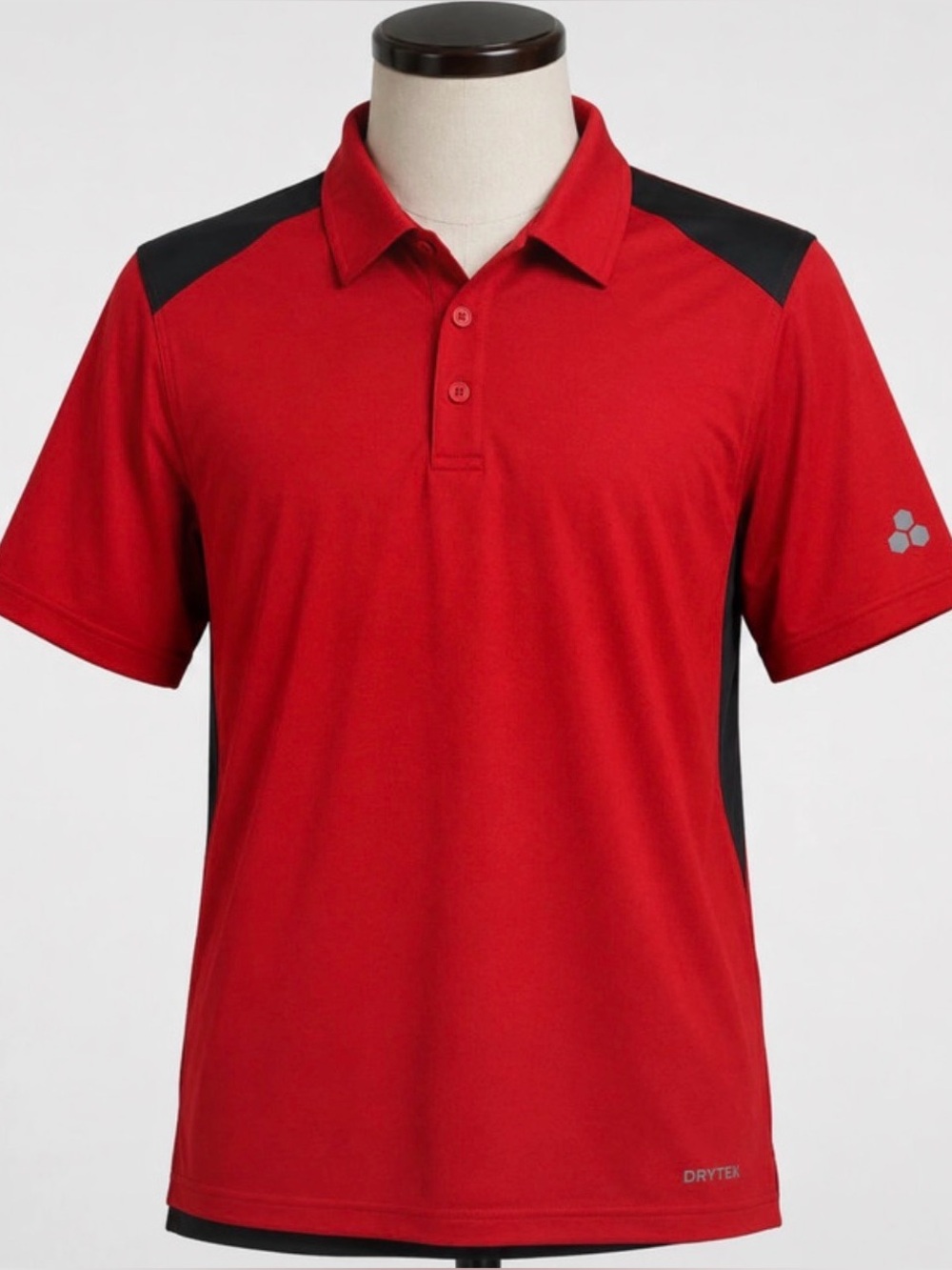 Tek Gear Dry Tek Mens M Performance Golf Polo Red Black Moisture Wicking